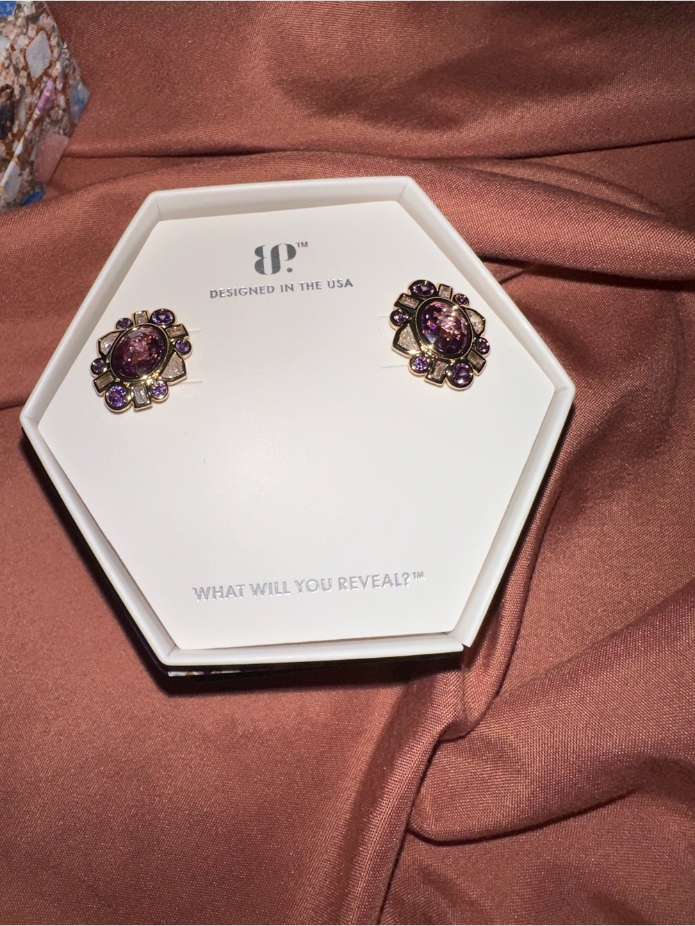 Bomb Party February 2026 Birthday Collection Amethyst CZ Gold Plated Earrings